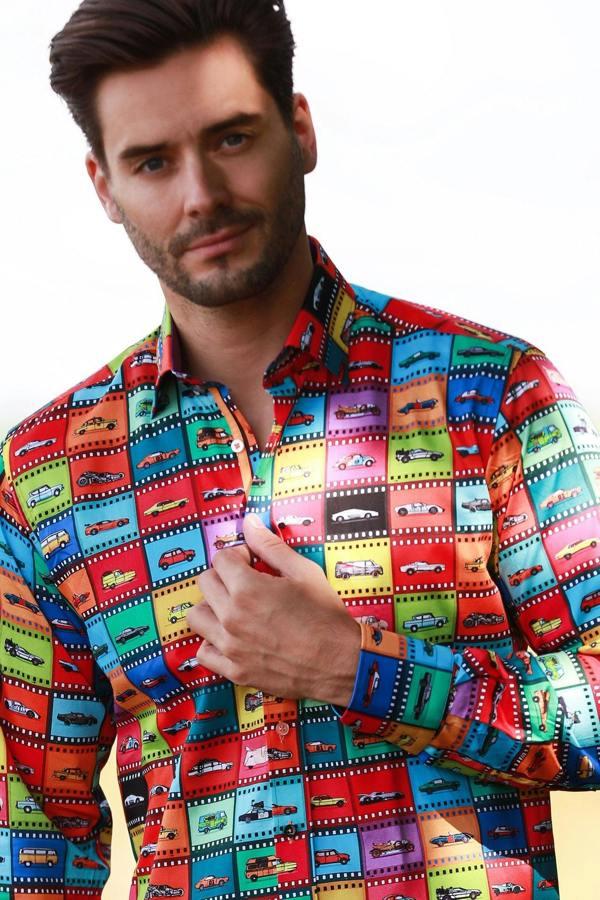FAMOUS CARS PRINT SHIRT – Premium Men's Patterned Shirt by Claudio Lugli | Bold Design, Tailored Fit, Best Printed Shirts