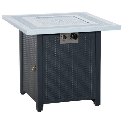 Wyld Haus Elmosu Steel And Resin Black And Grey Square Gas Fire Pit Table