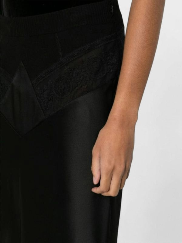 Off - White Satin Lace Long Skirt Black - Supplied FashionOff White