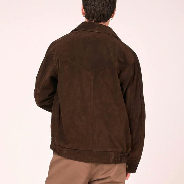 Barneys Originals Men's Brown Suede Bomber Jacket