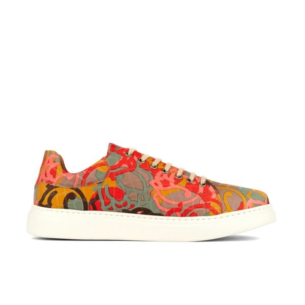 Embassy London Sun City - Multi Print - Men's white sole trainer in eye catching soft leather