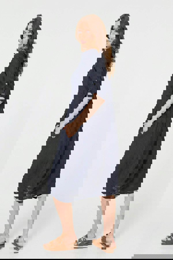 Navy | Oversized 3/4 Sleeve Midi Dress