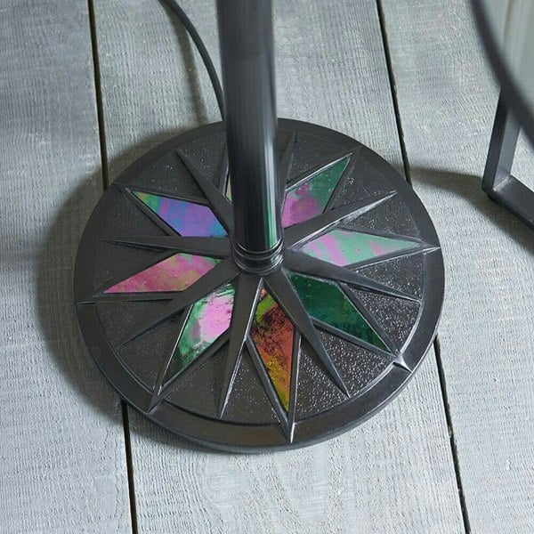 1.6m Tiffany Twin Floor Lamp Black Stem & Retro Stained Glass Shade i00003 Loops