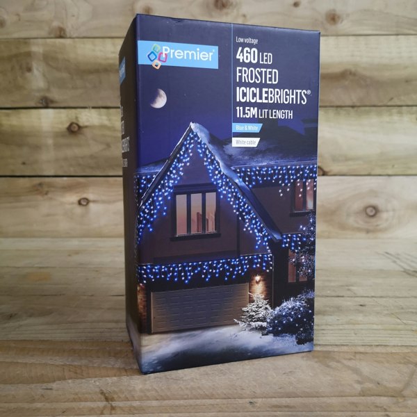 Samuel Alexander 460 LED 11.5m Premier Christmas Outdoor 8 Function Icicle Lights Blue & White