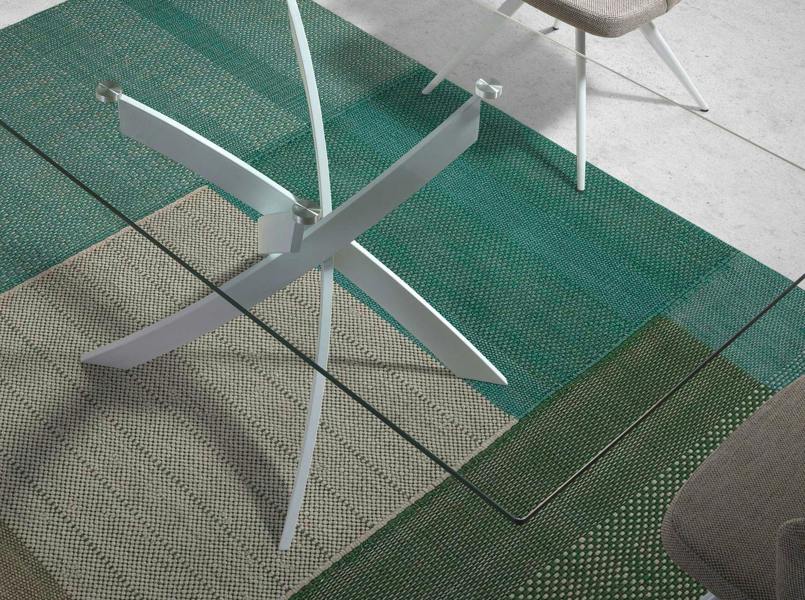 Angel Cerdá Rectangular tempered glass and white steel dining table 1138