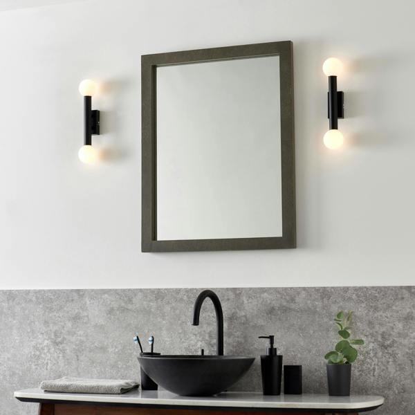 Pagazzi Lighting Toronto Matt Black IP44 2 Light Wall Light