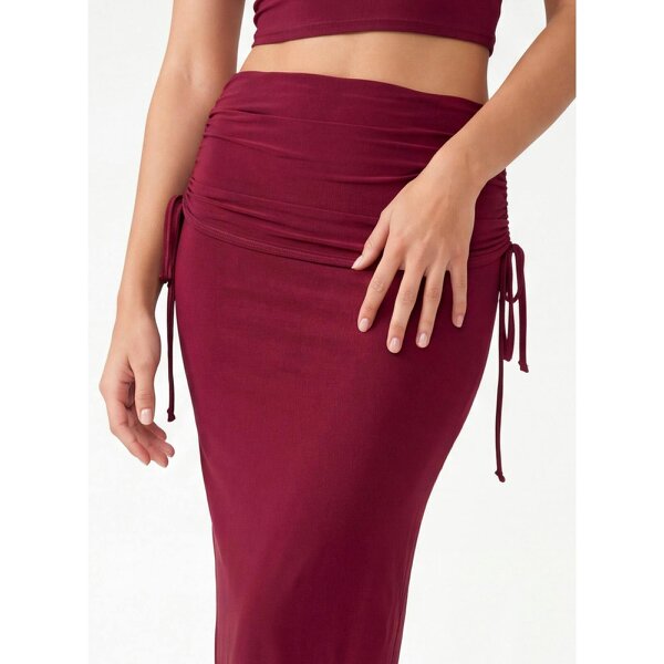 Pink Vanilla Ruched Side Maxi Skirt