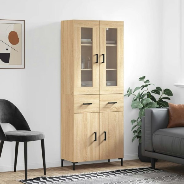 Berkfield Highboard Sonoma Oak 69.5x34x180 cm Engineered Wood