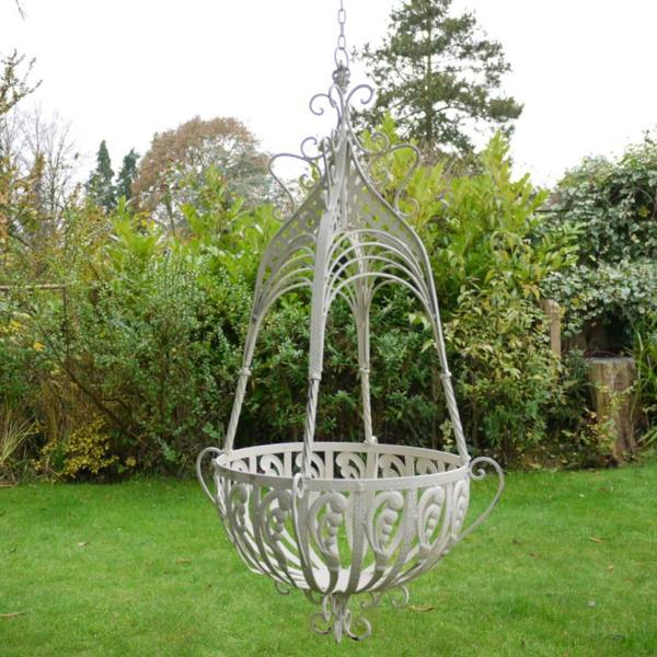 199 Large Cream Metal Hanging Basket