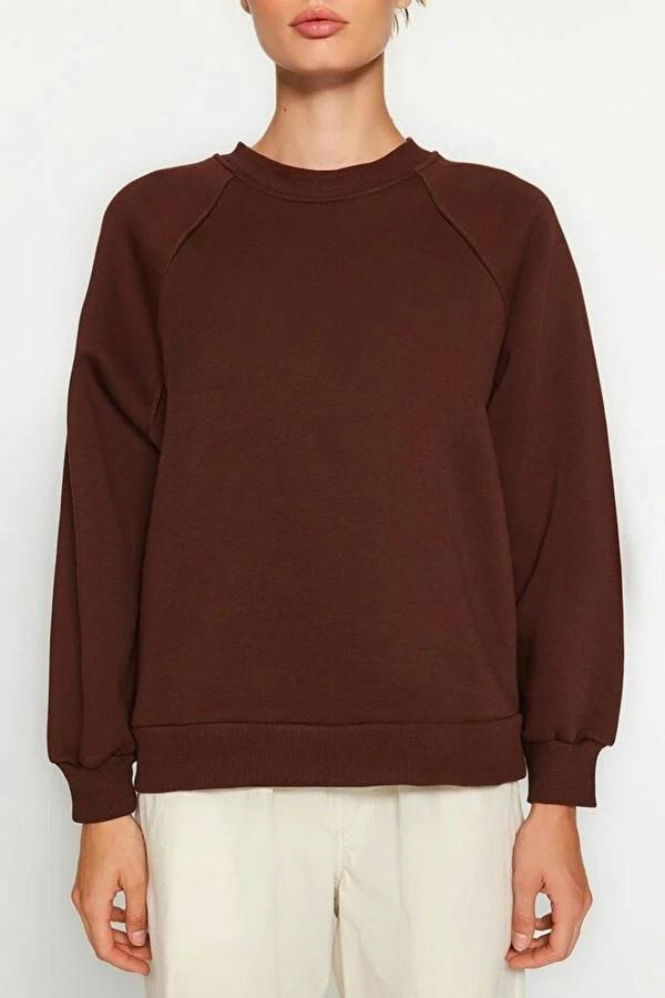 WOVCOR Basic Raglan Sleeve Crew Neck Knit Sweatshirt