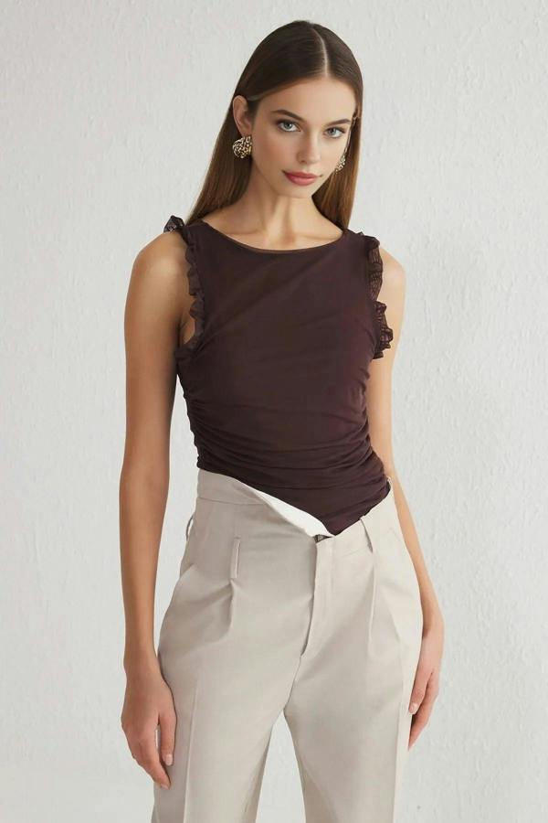 WOVCOR Lined Tulle Knit Bodysuit