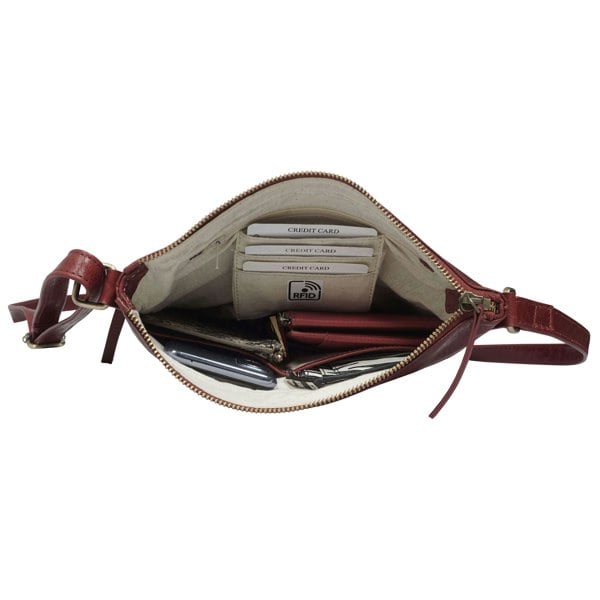 Assots London 'CORI' Chilli Pepper Waxy VT Real Leather Crossbody Bag