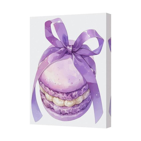 Benjamin Tate Design Purple Macaron Canvas Print With Ribbon Bow Gift Box Theme