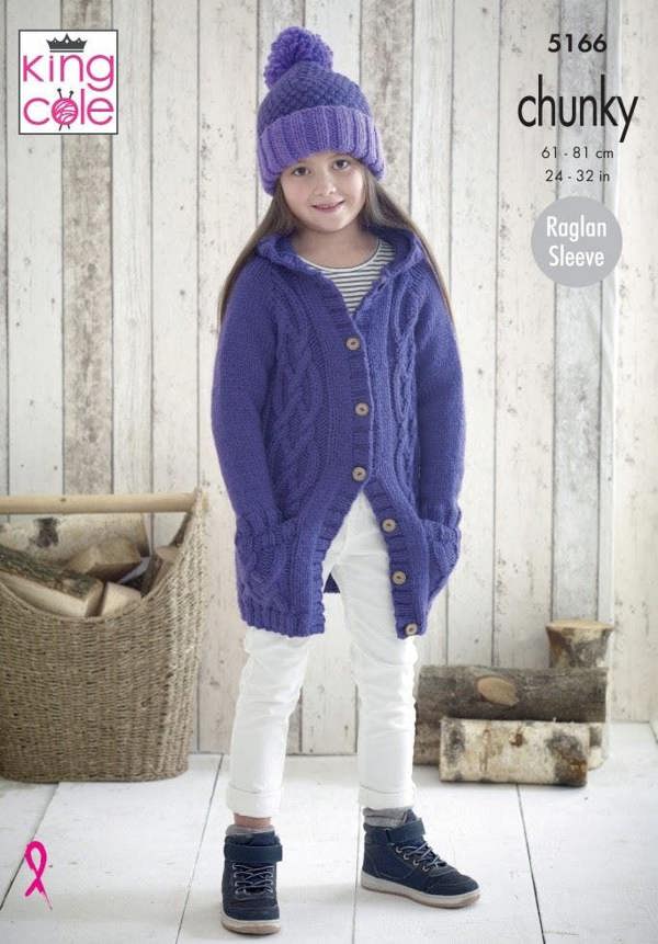 King Cole Comfort Chunky Knitting Pattern 5166, Jackets, Hoodies, Headwear for Kids, 4 - 13 Years