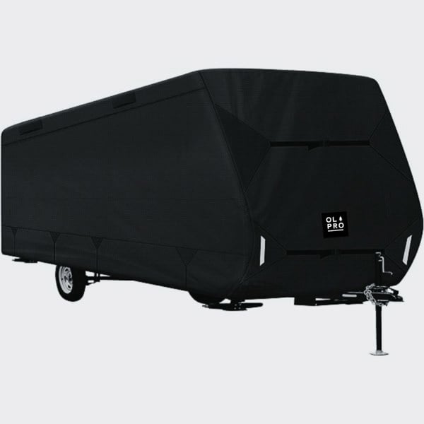 OLPRO Breathable Waterproof 4Ply Caravan Cover with Free Hitch Cover - Black