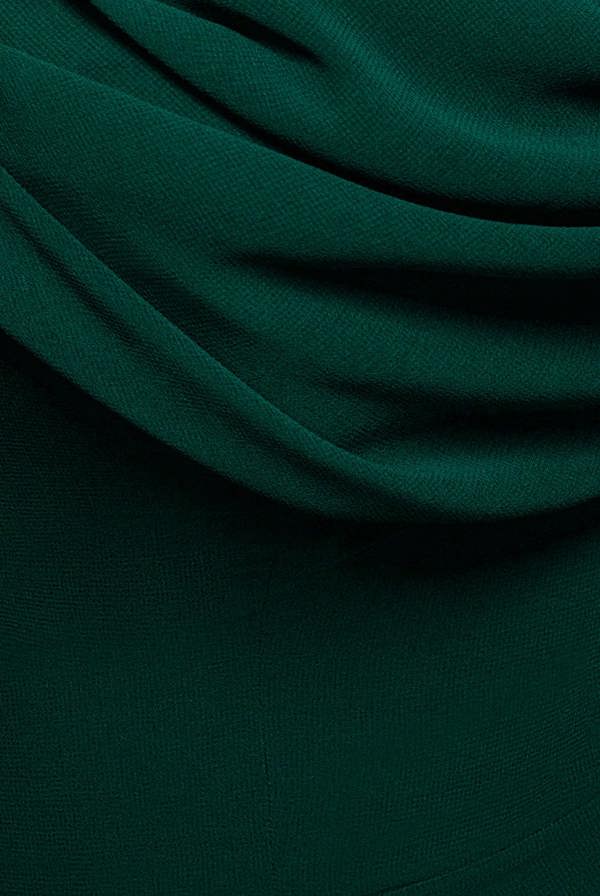 Chiffon Cowl Off Shoulder Wing Tiered Midi Dress - Emerald Green DR4843