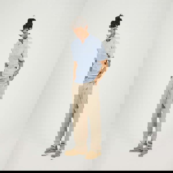 Brave Soul Light Blue Short Sleeve Knitted Polo Shirt - Light Blue Image 3