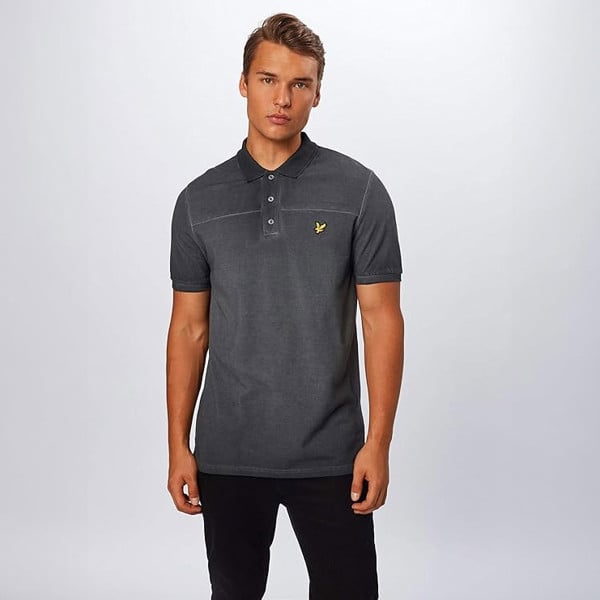 Lyle & Scott True Black Faded Ink Wash Polo Shirt