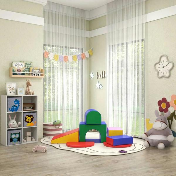 Kids soft playset with arched tunnel blocks and colorful foam floor mats