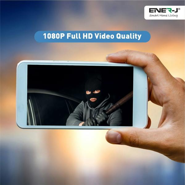ENER-J Smart Wireless Twin Floodlight Outdoor Camera with Sensor, Alexa & Google Home Compatible, App & Voice Control
