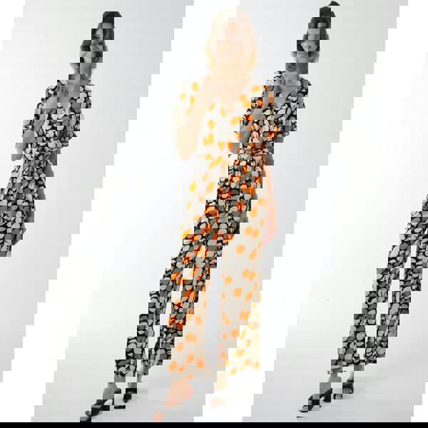 Blue Vanilla Abstract Honeycomb Cross Over Jumpsuit