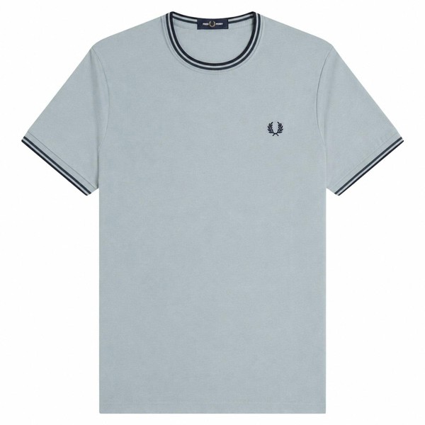 Fred Perry Twin Tipped T-Shirt - Silver Blue/Dark Airforce