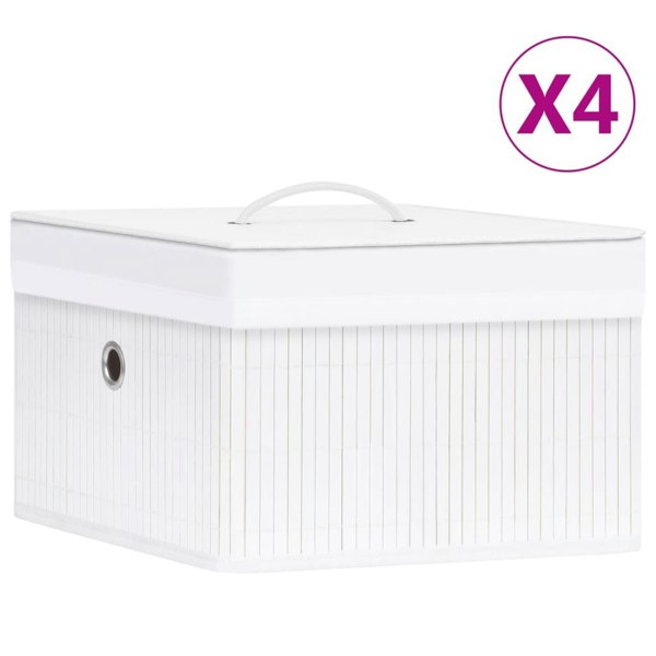 Berkfield Bamboo Storage Boxes 4 pcs White
