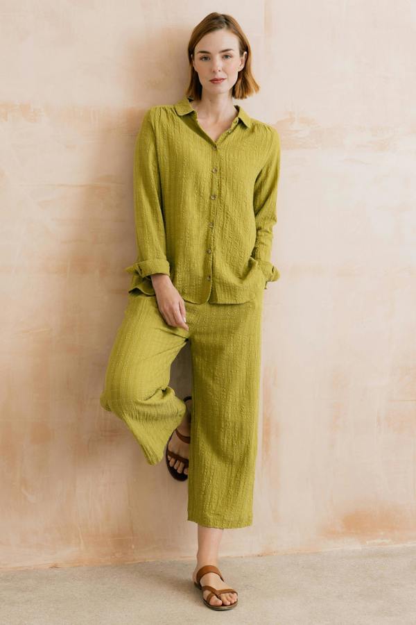 Lily & Me Savannah Textured Seersucker Shirt Lime
