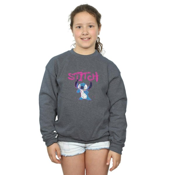 Disney Girls Lilo And Stitch Graffiti Sweatshirt - Dark Grey Heather