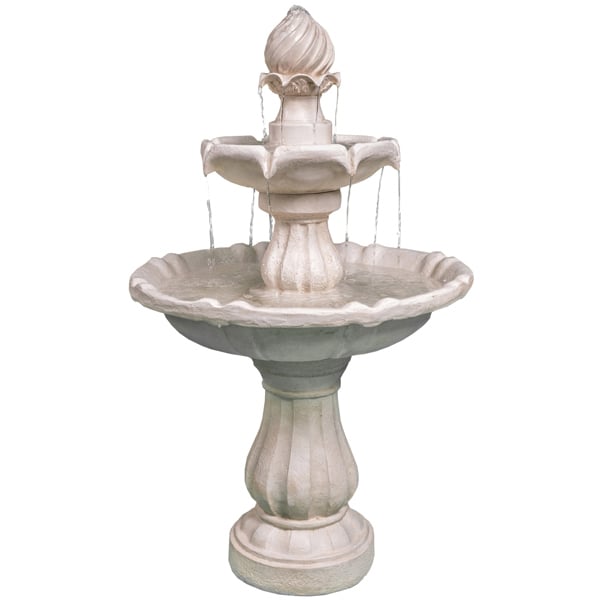 Homeology Aruna Elegant 3-Tier Outdoor Water Fountain Self-Contained Stunning Garden Feature with Cascading Waterfall