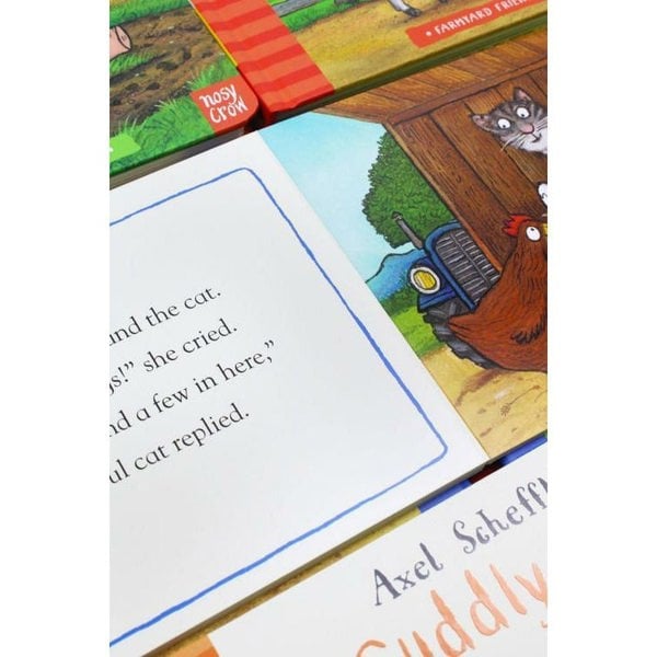 Farmyard Friends 4 Book Set by Axel Scheffler Higgly Hen, Portly Pig, Cuddly Cow & Gobbly Goat