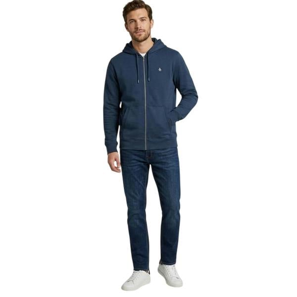 Original Penguin Mens Cotton Long-Sleeved Full Zip Hoodie - Yale Blue - 