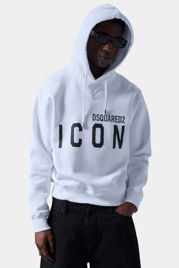 Dsquared2 Regular Fit Icon Logo Hoodie - White