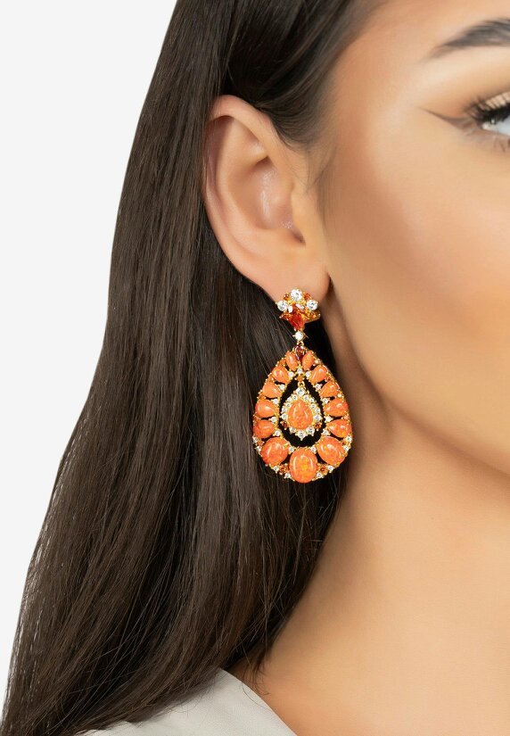 Latelita Paloma Fire Opal Drop Earrings Gold