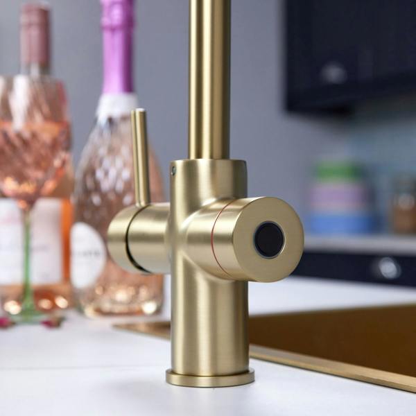 Impromta 3 in 1 Biometric Swan Neck Boiling Water Tap | Brushed Brass Finish