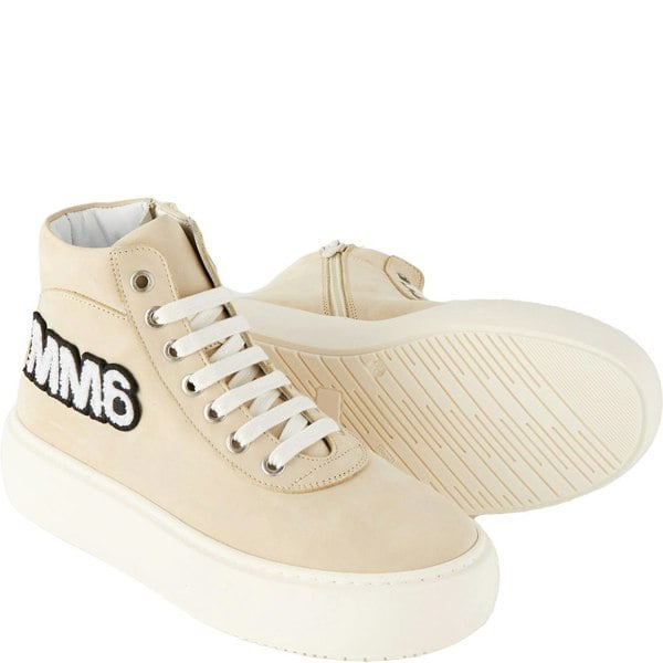 MM6 Unisex Kids MM6 Logo Zip Up Laced Off in White