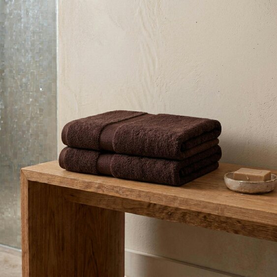 Vision V475 - 2 Pack 100% Cotton Bath Towel - Chocolate - Bath Towel - 100% Cotton