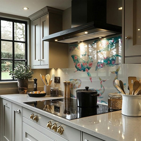 Benjamin Tate Design Whale With Flowers Splash Back