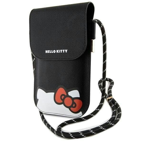 Hello Kitty Leather Hiding Kitty Cord Universal Phone Bag Black - HKOWBPSCKEK
