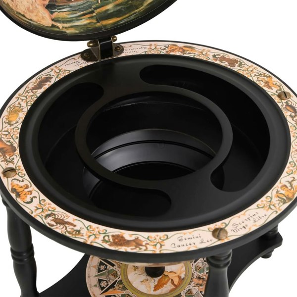 Berkfield Globe Bar Wine Stand Black Solid Wood Eucalyptus