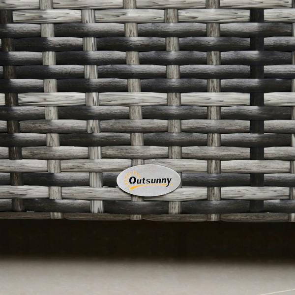Grey PE rattan coffee table with Otsunny label on front woven panel.