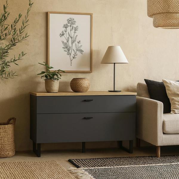 Wyld Haus Gothenburg Grey and Oak TV Unit 1 Door 1 Drawer
