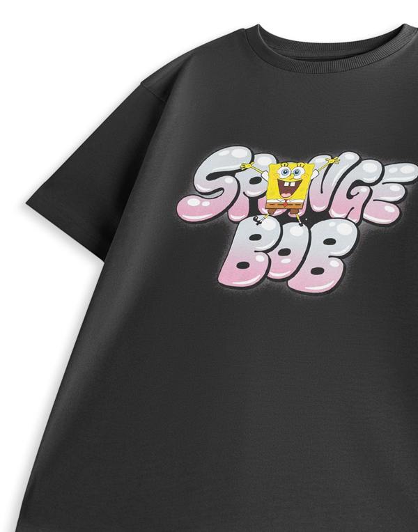 Vanilla Underground SpongeBob SquarePants Boys Black Bubble Short Sleeved T-Shirt