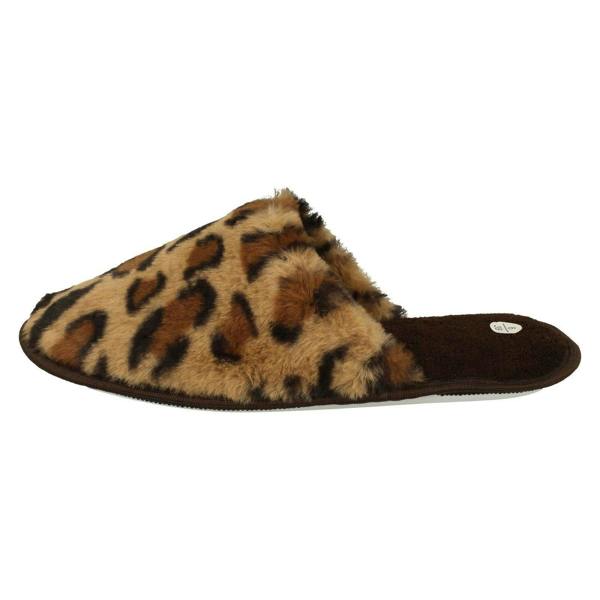 Spot On Ladies Spot On Leopard Detailed Mule Slippers X2114