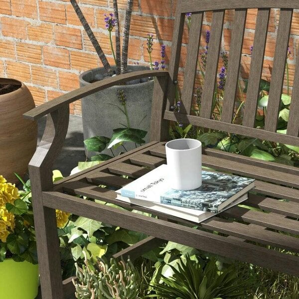 Two-Seater Simple Metal Bench - Brown