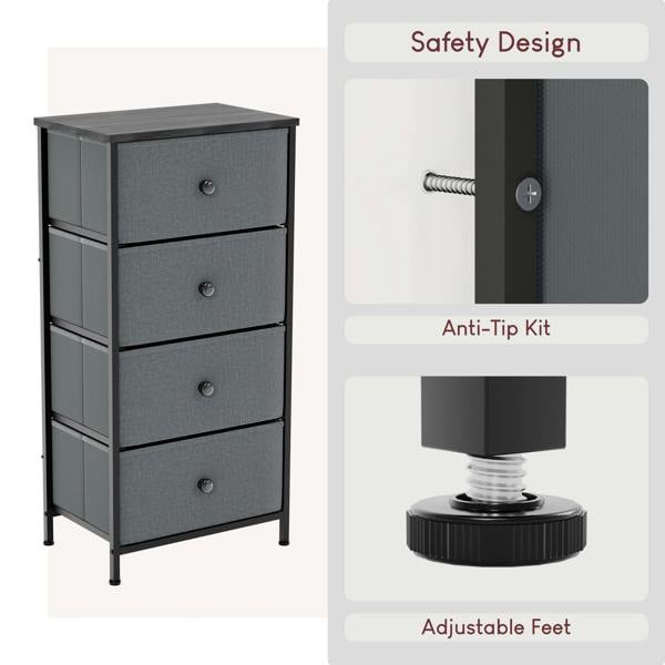 Vida Designs Chorley 4 Drawer Fabric Drawer Chest, Beige & Grey Wood