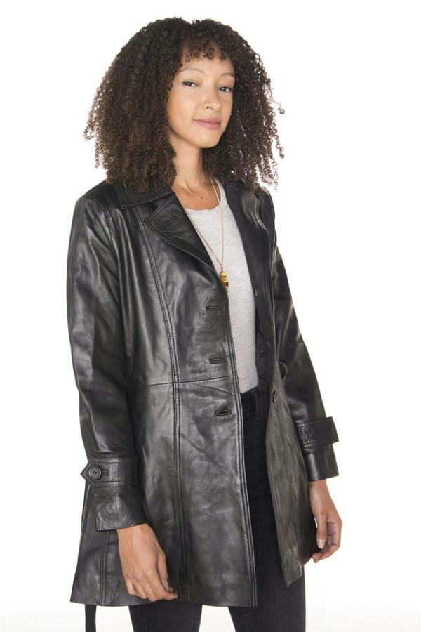 Infinity Leather Womens 3/4 Length Trench Coat-Ranchi