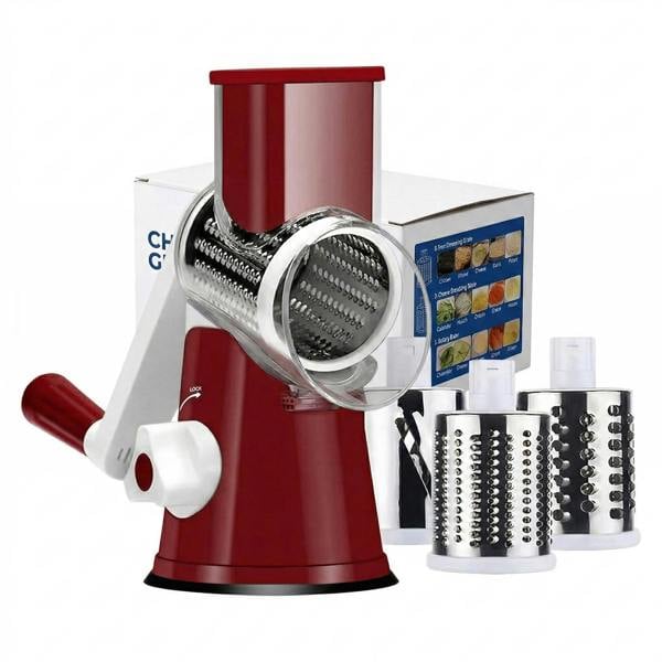 Dragodirect 3 in 1 Cheese Grater Rotary Shredder with Handle Kitchen Tool