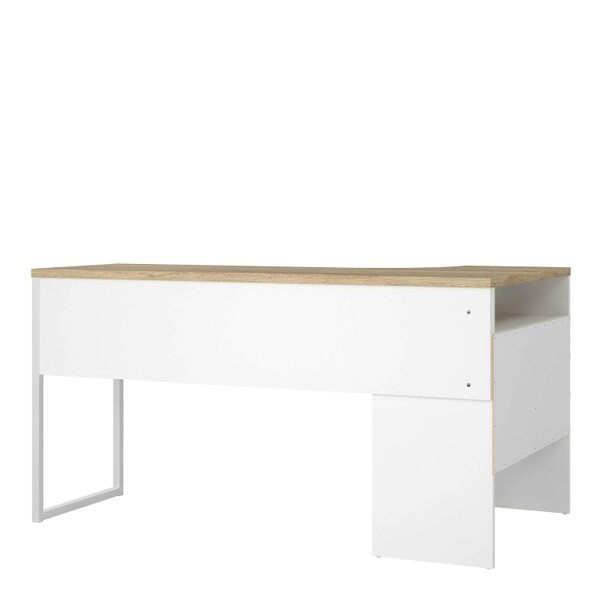 Wyld Haus Billabong White and Natural Oak Wood Corner Desk 2 Drawer