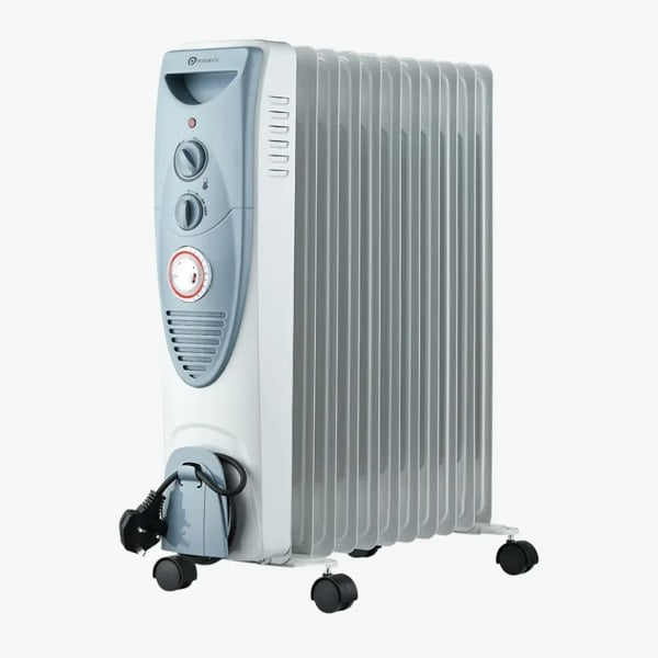 PureMate 2500W Oil Filled Radiator With 11 Fins Heating - White